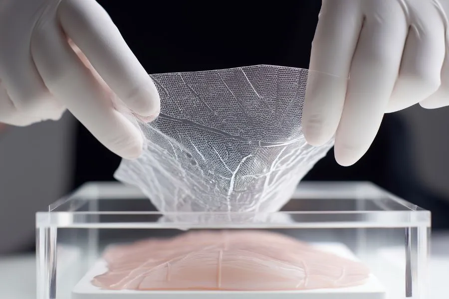 scientist handling organoid lab-grown skin